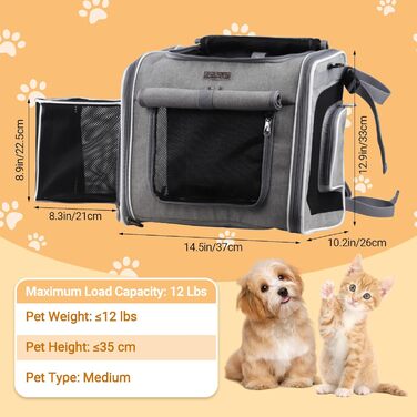 Корзина для собак на велосипед, знімний розширюваний велосипедний кошик для тварин з 4 сітчастими віконцями, корзина для велосипеда з регульованим плечовим ременем для котів та маленьких собак (підходить для ваги до...)