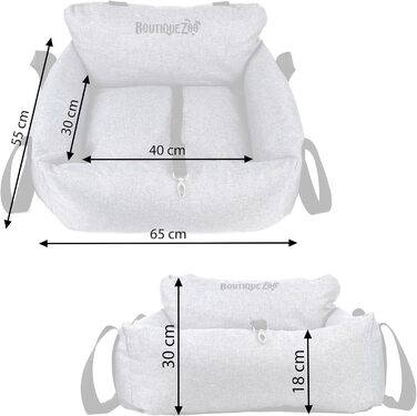 Автомобільний лежак для собак та котів | Лежак на заднє сидіння, переднє сидіння | Універсальний, миючий, сірий | Поліестер, 55 x 65 см