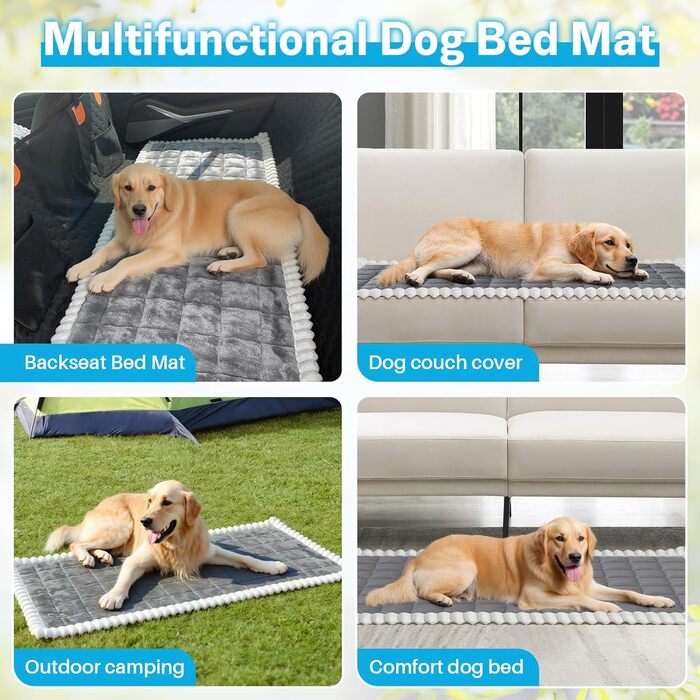 Захисний чохол на сидіння автомобіля для собак, ліжко для собак в авто, сумісний з подовжувачами сидінь, захист сидіння, нековзний, м'який, довговічний, для авто, вантажівок та SUV (Чорний та Білий, 59,9 x 129,5 чорний та білий 23.6'*51' (Темно-сірий та Б