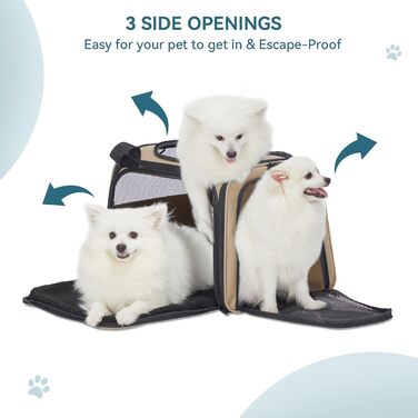Транспортна сумка для котів і малих собак Petsfit, легка, з ременем безпеки та розширюваним килимком, розмір L, колір хакі
