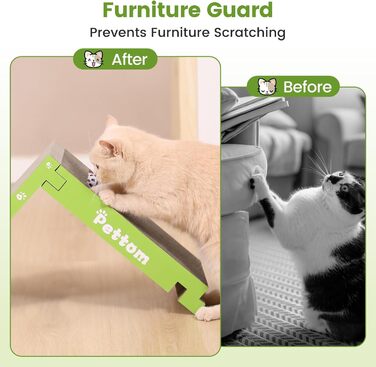 PETTOM Кігтеточка для котів з м'ячиком, з картонної коробки, 66*30 см, двостороння, 43*24*6 см