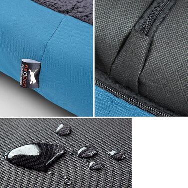 Ліжко для собак BedDog Teddy XL, сіро-блакитне, 100x85x23 см, з міцного матеріалу Cordura та Microfaser-Velours, для дому та вулиці