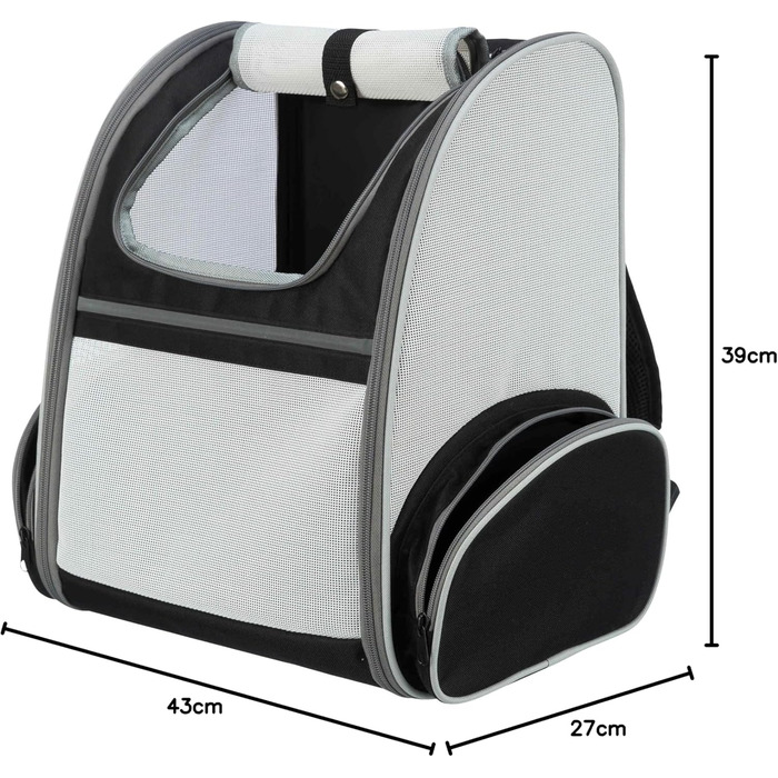 Рюкзак для собак TRIXIE Chloe, 39 × 43 × 27 см, світло-сірий/чорний