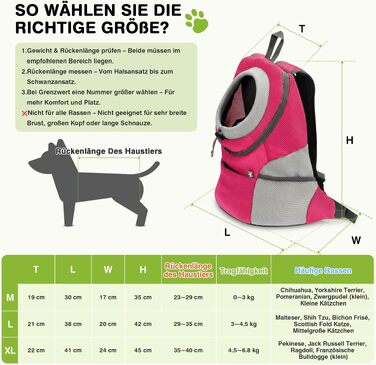 Рюкзак-переноска ALLSOPETS для собак та котів, розмір M, рожево-червоний