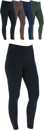 Легінси для верхової їзди Covalliero з повним силіконовим покриттям | Теплі, дихаючі та еластичні штани для верхової їзди з 2 кишенями для телефону | Осінньо-зимові штани для верхової їзди, різні кольори та розміри 32-34, чорний