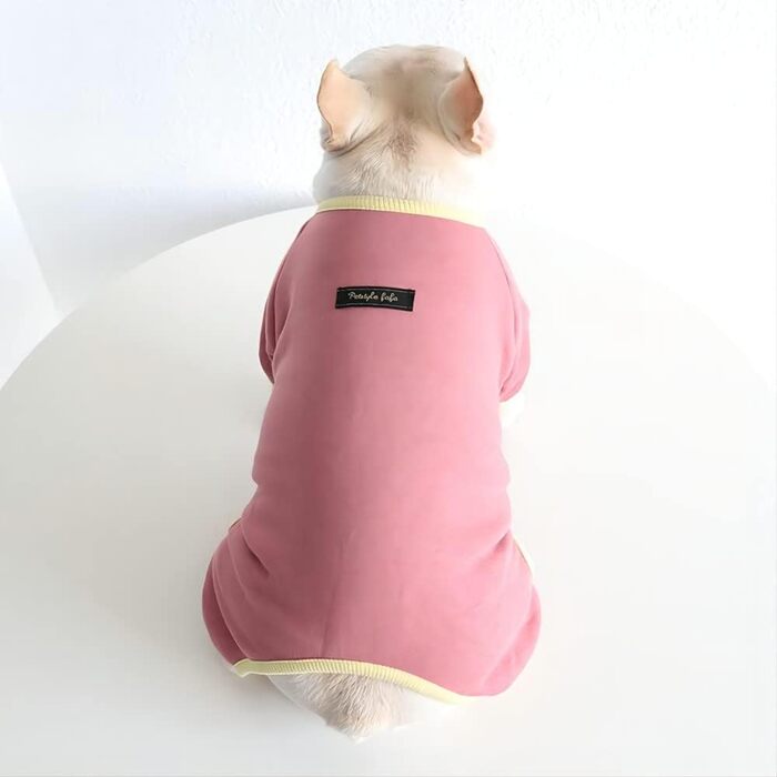 Піжама-комбінезон для собак YRRYGMN: теплий, м'який, для Французького бульдога, цуценят, маленьких та середніх собак (Темно-зелений, X-Large) (Темно-рожевий, XS)