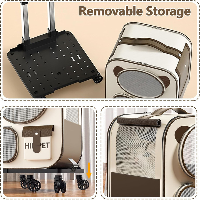 Рюкзак для тварин Galatée з колесами, зручний рюкзак для котів з знімними колесами, ролер-переноска для тварин, рюкзак для собак, ідеальний для подорожей/походів/відпочинку на природі (Блакитний)