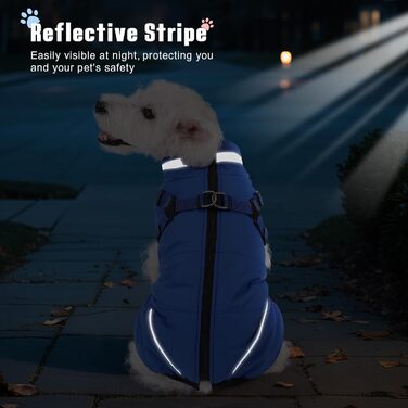 Тепла зимова куртка для собак з повним об'ємом, водонепроникна жилетка з нагрудником, підходить для цуценят, синього кольору