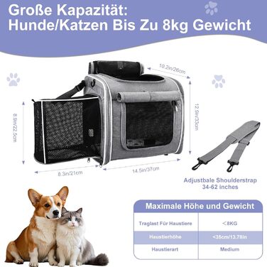 4-в-1 Корзина для собак на велосипед: корзина, рюкзак, велика сумка для котів та собак (до 8 кг)