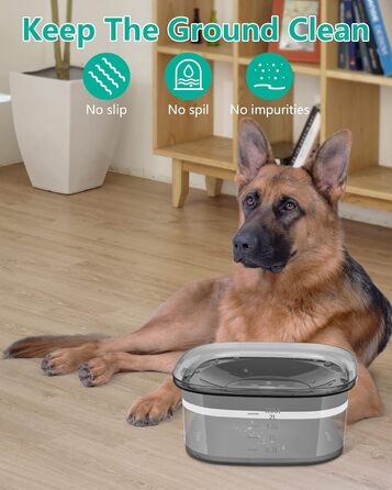 Миска для собак PETTOM 3л, анти-витікання, без розбризкування, для дому та вулиці (чорна)