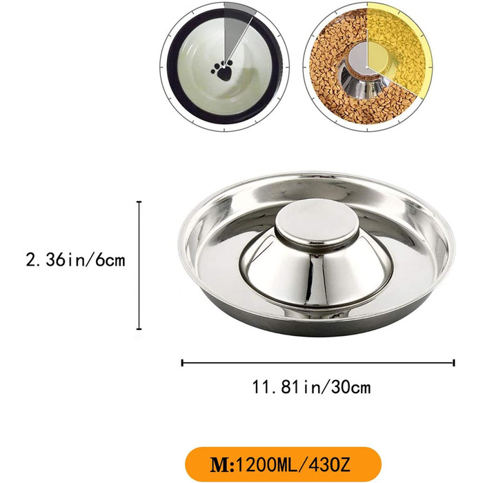 Набір мисок для цуценят та собак з нержавіючої сталі (30 см, 2 шт.)