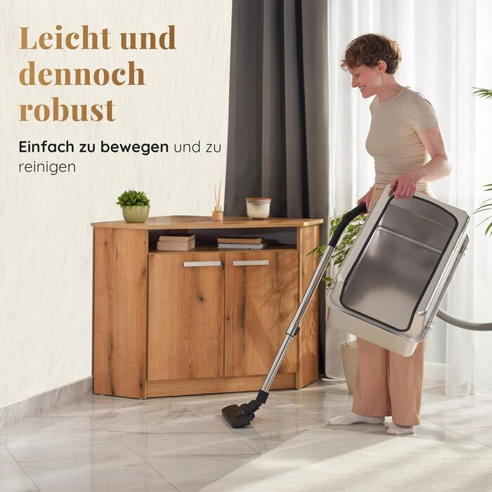 Набір для туалету кота з нержавіючої сталі XXL: легкий у чищенні, антибактеріальний, з високим бортиком, об'єм 38л, антивитікання та антипригарне покриття, з лопаткою та килимком