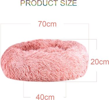 М'яке кругле ліжко для котів та собак: плюшеве, зручне, 70см, біле/рожеве