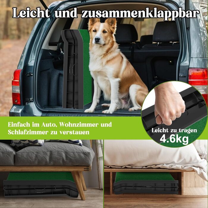 Рампа для собак, сходинки для тварин: пластикова рамка з штучним газоном, протиковзка, 156 x 40 см