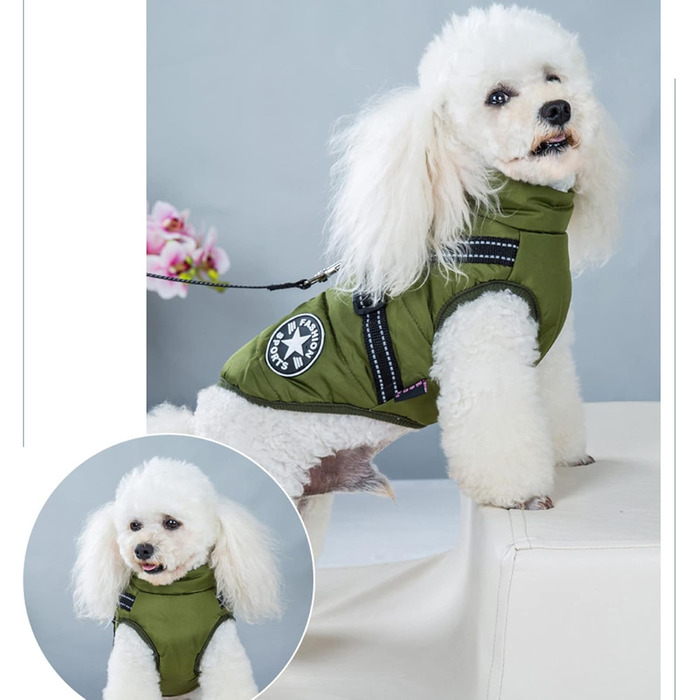 Зимовий теплий водонепроникний жилет для собак, бавовна, костюм для цуценят та собак середніх розмірів (S, Зелений)