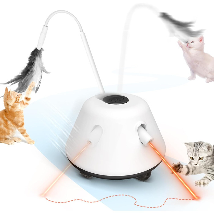 Інтерактивна іграшка для котів TGFIX 3 в 1 – електрична, з колесами та лазером, інтелектуальна іграшка, уникає перешкод, чорна