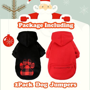 Теплий зимовий пуловер для собак великих порід, костюми, одяг, 2 шт. (Чорний + Червоний, розмір L)