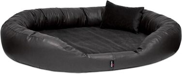 Ортопедичне ліжко для собак Tierlando® Sammy VIP з віскоматрацом та високим бортиком з штучної шкіри. Розмір: 100x85 см, колір: чорний. Забезпечує комфортний та щадний для суглобів сон.