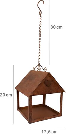 Металева годівниця для птахів у формі серця, підвісна, коричневий іржавий декор, для саду, дерева, осінньо-зимова, стійка до погодних умов, елегантний дизайн