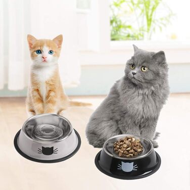 Набір мисок для котячого корму та води JochA: нержавіюча сталь, протиковзкий, легко миється, для котів та маленьких собак