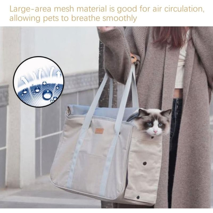 Сумка для тварин Bebeibon на одне плече, велика, світло-бежева