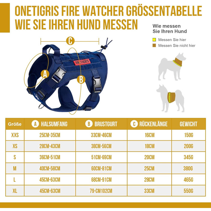 Тактична шлейка для собак OneTigris FIRE WATCHER, безпечна нейлонова жилетка з ручкою та 2 D-кільцями, 1000D, розмір L, синя