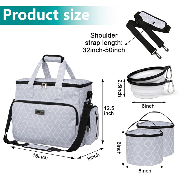 Сумка для подорожей з тваринами Baglher: набір для перевезення домашніх тварин з двома контейнерами для корму та складеними мисками