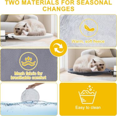 Кішка ліжко для столу Yuning, 360° обертання, регульована висота, будиночок для котів над столом, гамак для котів з 2 подушками, місце для сну кота, підходить для використання цілий рік, сірий колір