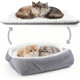 М'яке ліжко для котів, 60x45 см, плюшеве, для маленьких собак та котів, 2-в-1, ліжко-подушка, ліжко-лежанка, гніздо (XL:105x75 см)