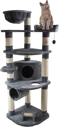 Дряпка для котів Dehner Edda 180x60x60 см, сірий, сизаль/плюш