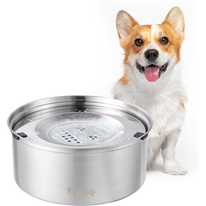 Нержавійна миска для води для собак Nayelf, 1л, анти-салю, не слизька, не протікає, для маленьких та середніх собак