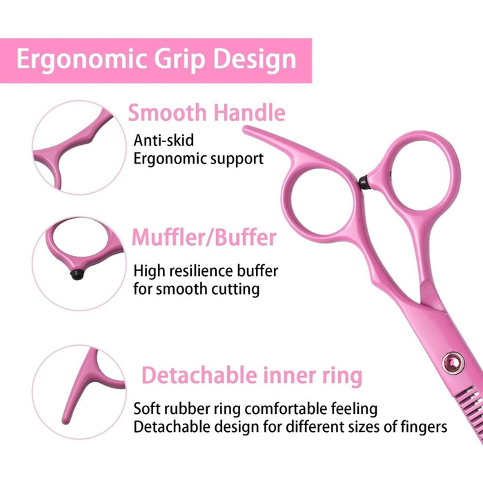 Набір професійних ножиць для собак 6.7 дюймів, рожевий. Ножиці для грумінгу, моделювання та стрижки шерсті собак та котів