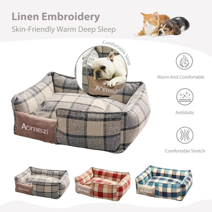 Ортопедичне ліжко для собак PETCUTE середнього та великого розміру. М'яке ліжко-софа для собак з знімним та пральним чохлом, антиковзаюче дно, сіре, для підтримки спини (L, сірий класичний)