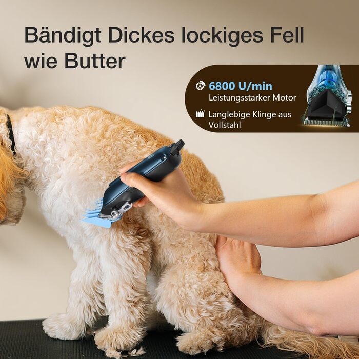 Професійна машинка для стрижки собак Leise, для густого та кучерявого хутра, блакитна