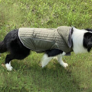 Зимова куртка для собак, теплий пуховик-мантія для тварин, костюм для лижного спорту, тепла жилетка з капюшоном, розмір M (43-53 см), зелений