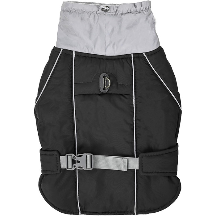 Теплий зимовий одяг для собак Goshyda: куртка, комбінезон, вітро- та водовідштовхуючий, з відбиваючими елементами, для малих, середніх та великих собак (Чорний, L)
