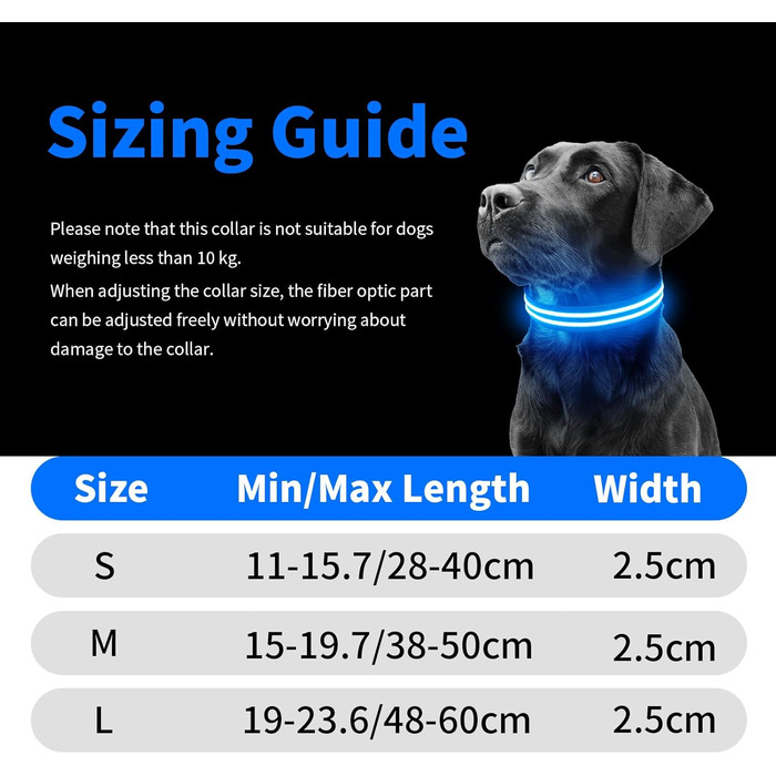 Світлодіодне нашийник для собак PcEoTllar, водонепроникний, з 3 світлодіодами, для малих, середніх та великих собак, зелений (блакитний)