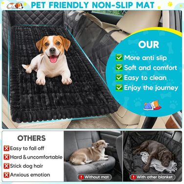 Лоїон Лежанка для собак в авто, килимок на заднє сидіння, м'яка підстилка для собак, захисний чохол, 127x62,5x2,5 см (Чорний)