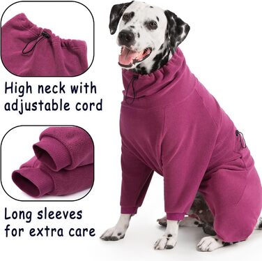 Теплий зимовий пуловер для собак Axcimond з флісу, з блискавкою, для маленьких, середніх та великих собак, тепла куртка для собак, одяг для собак, піжама для собак (M, Маджента)