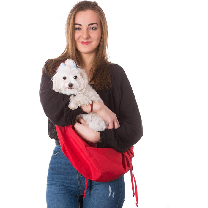 Трагеля для собак та котів PillowPrim - переноска для тварин на плечі, червона