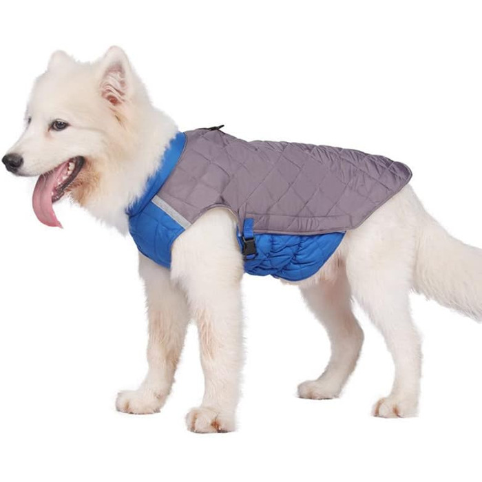 Зимова жилетка для собак - тепла курка для собак, курка для собак, тепла жилетка для домашніх тварин, курка для сноубордингу, жилетка без рукавів, утеплена жилетка, курка для собак з кільцем D (жовтий, сірий, 3XL)