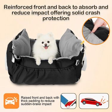 Автомобільний лежак для собак 3-в-1 – переносна лежанка для маленьких собак, з розкладною поверхнею, м'яким матрацом, для переднього та заднього сидіння, чорний
