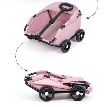 Транспортний візок для собак, маленький візок-будка, складаний з ременем безпеки, сірий, легкий, для собак до 7 кг, для перевезення, прогулянок на вулиці