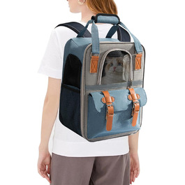 Рюкзак для собак та котів PETCUTE, дихаючий, для маленьких тварин, з відбиваючим ременем, складаний, знімний килимок, внутрішній ремінь безпеки, для прогулянок (Блакитний)