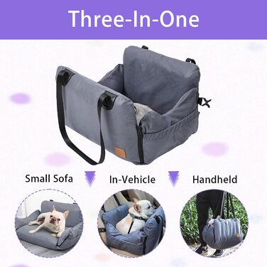 Автокрісло для собак - переноска для маленьких собак, з кишенями, поводок, знімне автоліжко для заднього та переднього сидіння