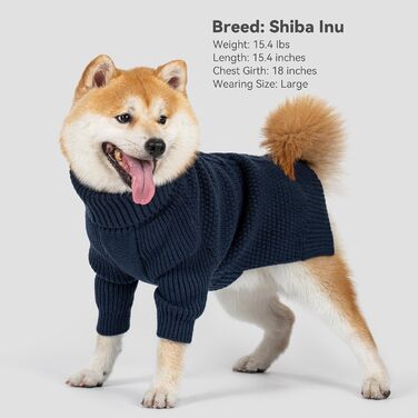 Теплий трикотажний пуловер для собак великих порід, XXL, з довгими рукавами та коміром-гетром, Marineblau (темно-синій)