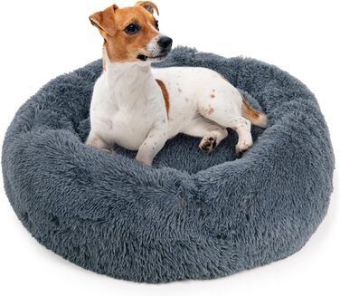 Крісло-гніздишко для собак Ceddie - м'яке, зручне, діаметр 100 см, темно-сірий