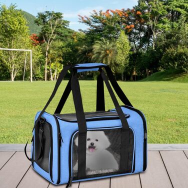 Транспортна переноска для собак та котів, складна, блакитна. Підходить для маленьких тварин, портативна переноска для подорожей