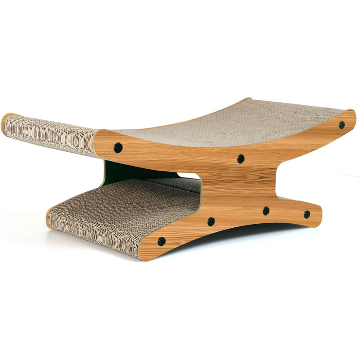 Кігтеточка для котів з будиночком - XL, двостороння картонна кігтеточка 56x26x20см - стабільне ліжко, місце для відпочинку та іграшка-м'ячик з дерева