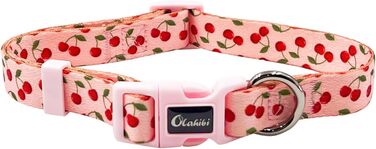 Нашийник та поводок для собак Olahibi з милим вишневим візерунком, поліестер, 1,5 м, для великих собак (L, рожева вишня) L комплект
